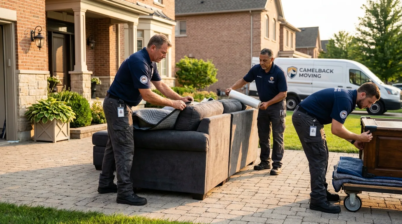 Large estate moving crew wrapping furniture in Diamond Bar, CA